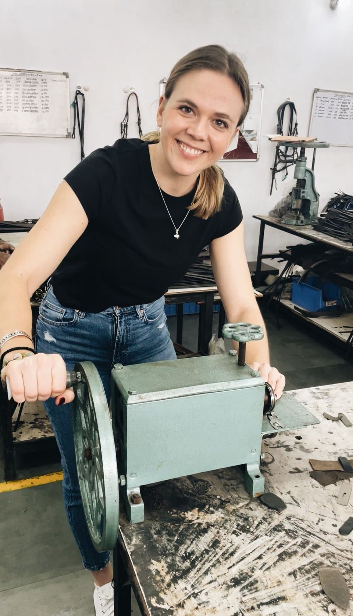 Equinetree founder at India leather workshop